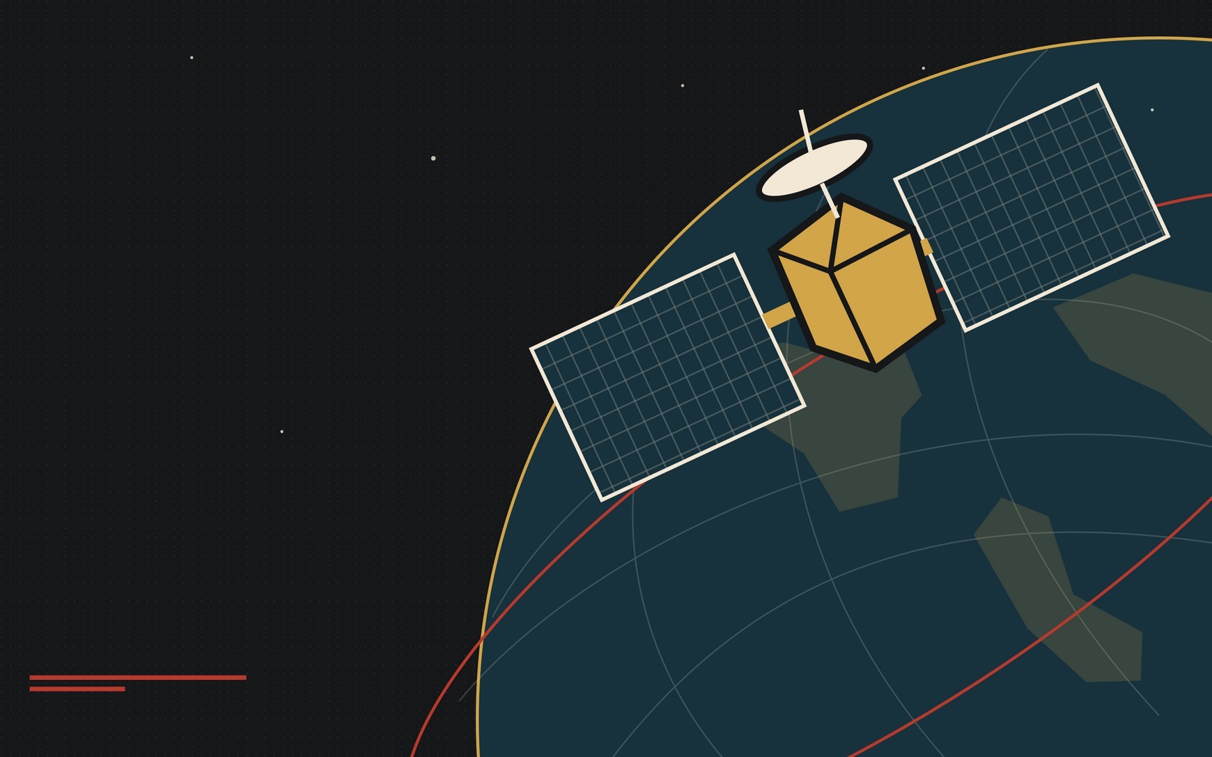 Ilustração conceitual de um satélite sobre a Terra